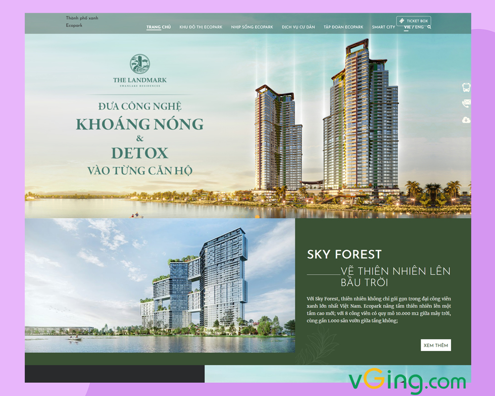 Các gói thiết kế website bất động sản tại vGing